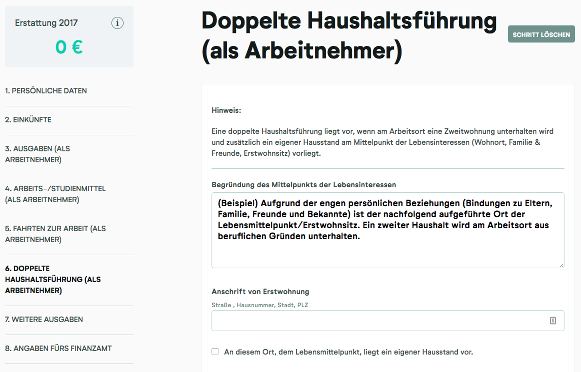 Doppelte Haushaltsführung Helpcenter